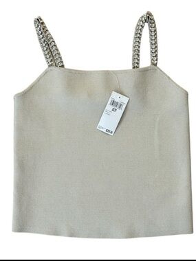 House of Harlow 1960 Cream Jeweled Strap Cami